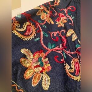 Plus size 1x OSO Casual off shoulder embroidered 100% cotton top